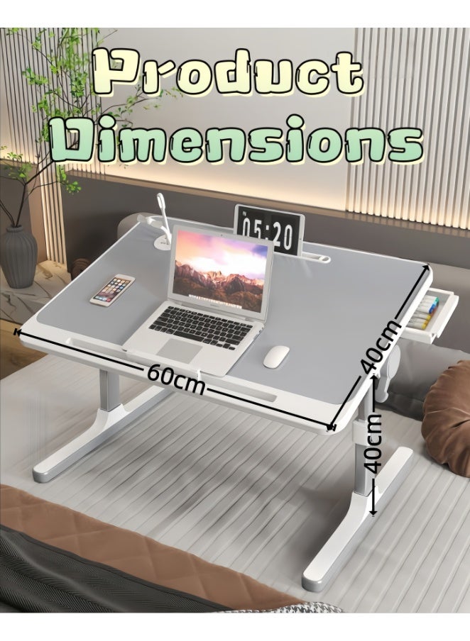 Laptop Tray, 60*40cm Table Lap For Bed, Multi-Purpose Premium Lap Desk, Height Angle Adjustable, With Drawer, Tablet Slot, For Eating, Working, Writing, Gaming, Drawing (XJC-002) - Image 2